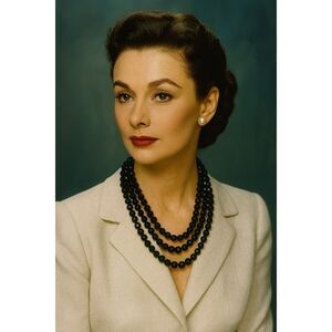 Vintage Midcentury 3 strand black faceted acrylic beads Hong Kong .